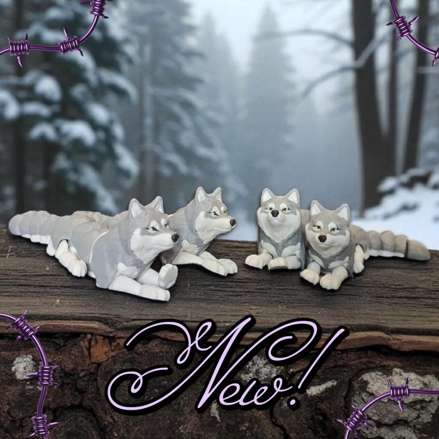 Fun 3D printed Gray and white Wolf