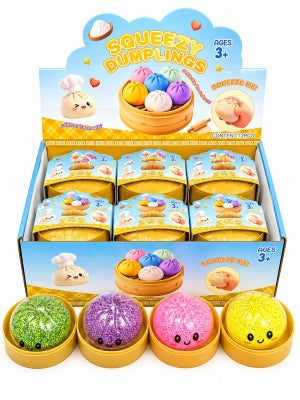 Squishy Glitter Dumpling Clear with Ball Air filled 8.5cm (large)